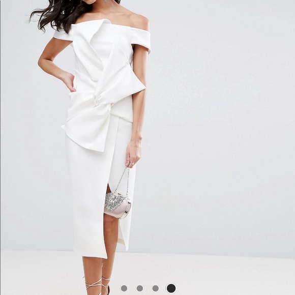 white sexy bridal gorgeous cocktail midi   dress - Picture 2 of 3